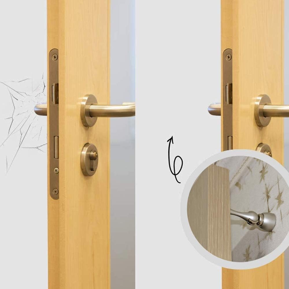 Magnetic Door Stop, Stainless Steel, Magnetic Door Catch, Door Holder, Door Stops, Wall Mounted, Floor Mounted, Door Banging Prevention (Large x 2pack, Satin Nickel)