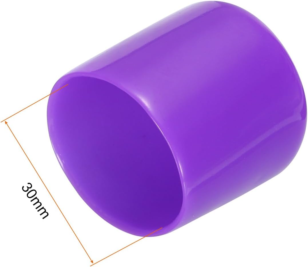 uxcell 20pcs Rubber End Caps 30mm ID Vinyl Round Tube Bolt Cap Cover Screw Thread Protectors Purple