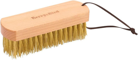 Berry&Bird Brass Brush, Ashwood Premium Brass Wire Brush with Cowhide Lanyard, Heavy Duty Wire Brushes for Cleaning Garden Tool, Rust Removal, Automotive, Paint