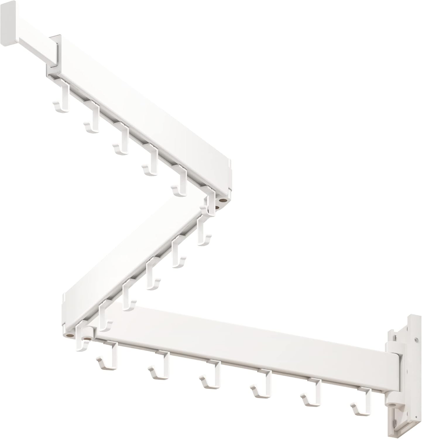 Wall Mounted Clothes Drying Rack, Collapsible, Folding, Retractable - Clothes Hanging Rack (Hooks, White)