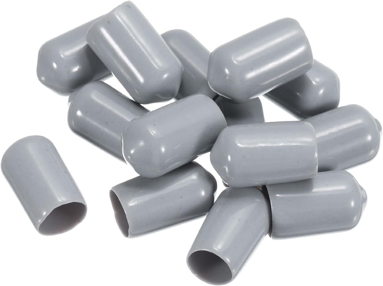uxcell 20pcs Rubber End Caps 9.5mm(3/8") ID Vinyl PVC Round Tube Bolt Cap Cover Screw Thread Protectors Grey