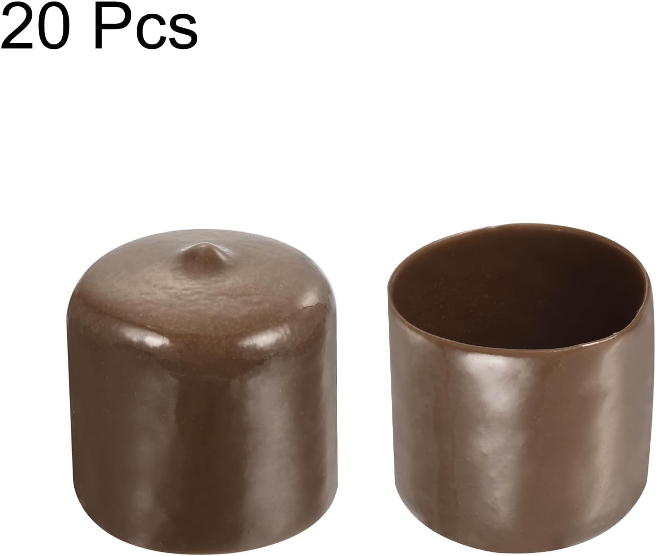 uxcell 20pcs Rubber End Caps 33mm(1 5/16") ID Vinyl PVC Round Tube Bolt Cap Cover Screw Thread Protectors Brown