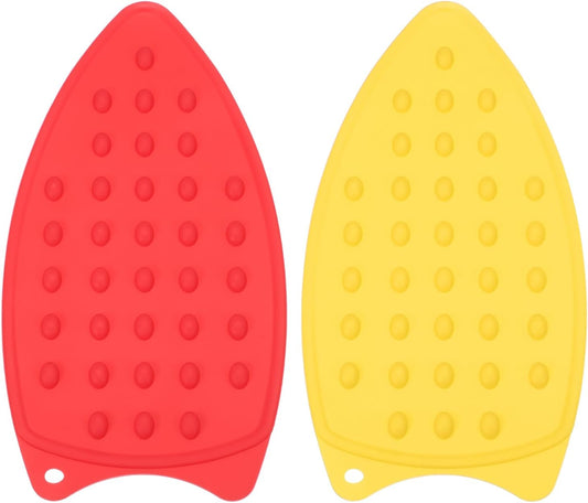 PATIKIL Silicone Iron Rest Pad, 2 Pcs Multipurpose Hot Heat Resistant Iron Rest Plate Protective Pad for Ironing Board Hot Resistant Steamer Steam Compact Mat, Red Yellow