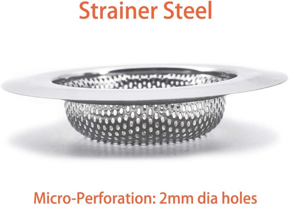Kitchen Sink Strainer Stainless Steel Sink Strainer with Large Wide Rim 4.5" for Mesh Sink Strainer, Bathroom, Slop, Laundry, RV, Lavatory, Large (Pack of 2)
