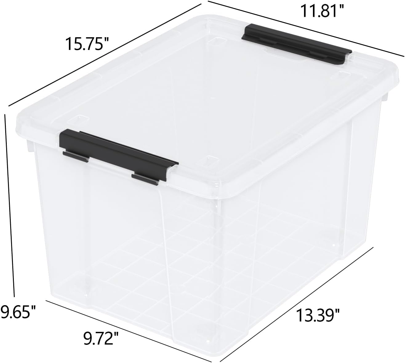 22 Qt Latching Storage Box, Stackable Bin with Latch Lid, Plastic Storage Container Tote, Clear, 4-Pack