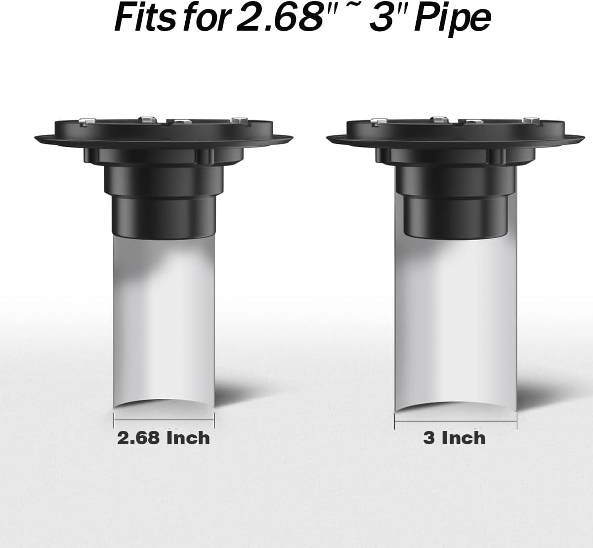 RANDOM 4 Inch Black Shower Drain Square with Adjustable PVC Base Flange,SUS304 Stainless Steel Matte Black Shower Floor Drain with Removable Cover Grid Grate