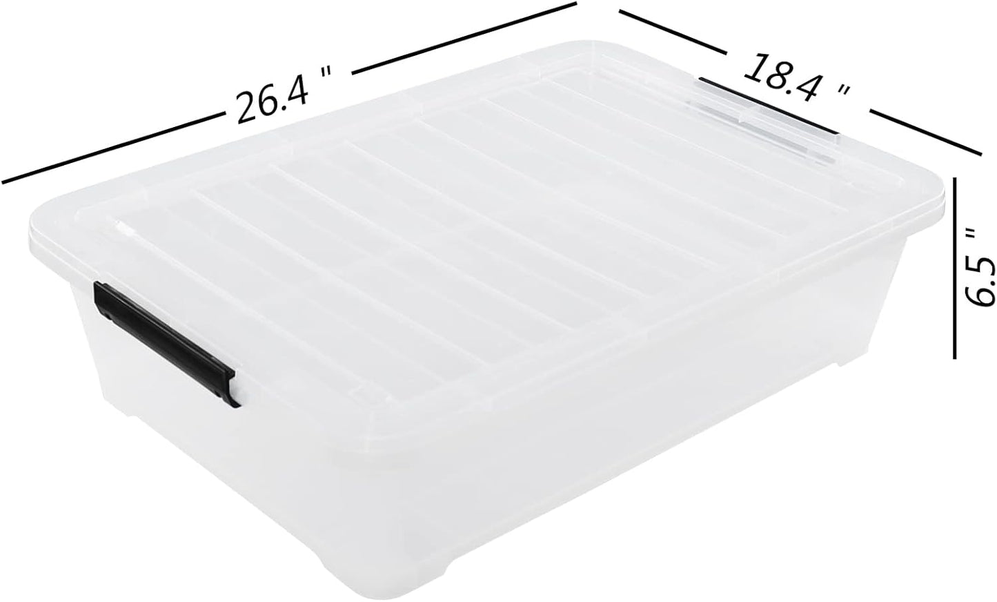 40 Quarts Under Bed Storage Boxes with Wheels, Large Plastic Shallow Tote Bins Set of 4