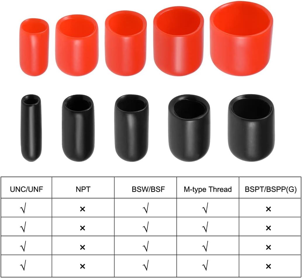 uxcell 20pcs Rubber End Caps 5/16"(8mm) ID Vinyl Round Tube Bolt Cap Cover Thread Protectors Black