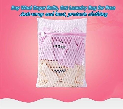 Wool Dryer Balls by FHQSX 6-Pack, XL Premium Reusable Natural Fabric Softener, White and Grey…