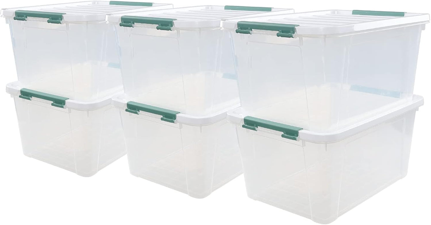 6-Pack 20 L Plastic Storage Box, Clear Latch Storage Box with Lids