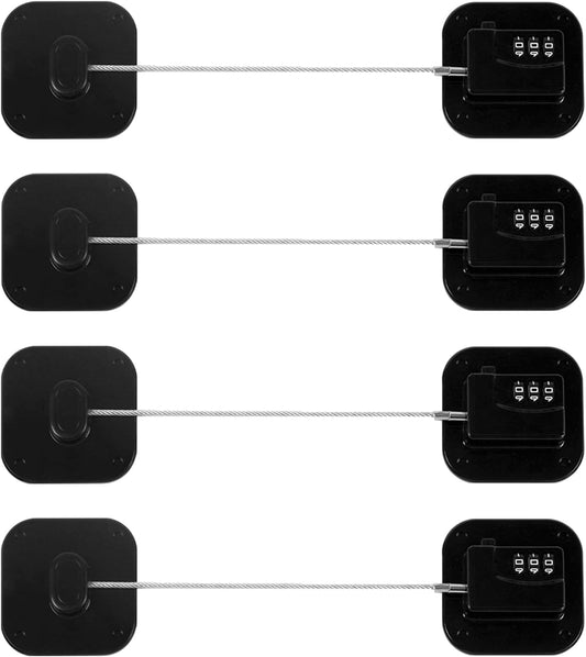 Refrigerator Lock, Combination Lock for Refrigerator Cabinets, Drawers, Heavy Duty Fridge Lock, Easy Install No Keys Needed (Black-4Pack)