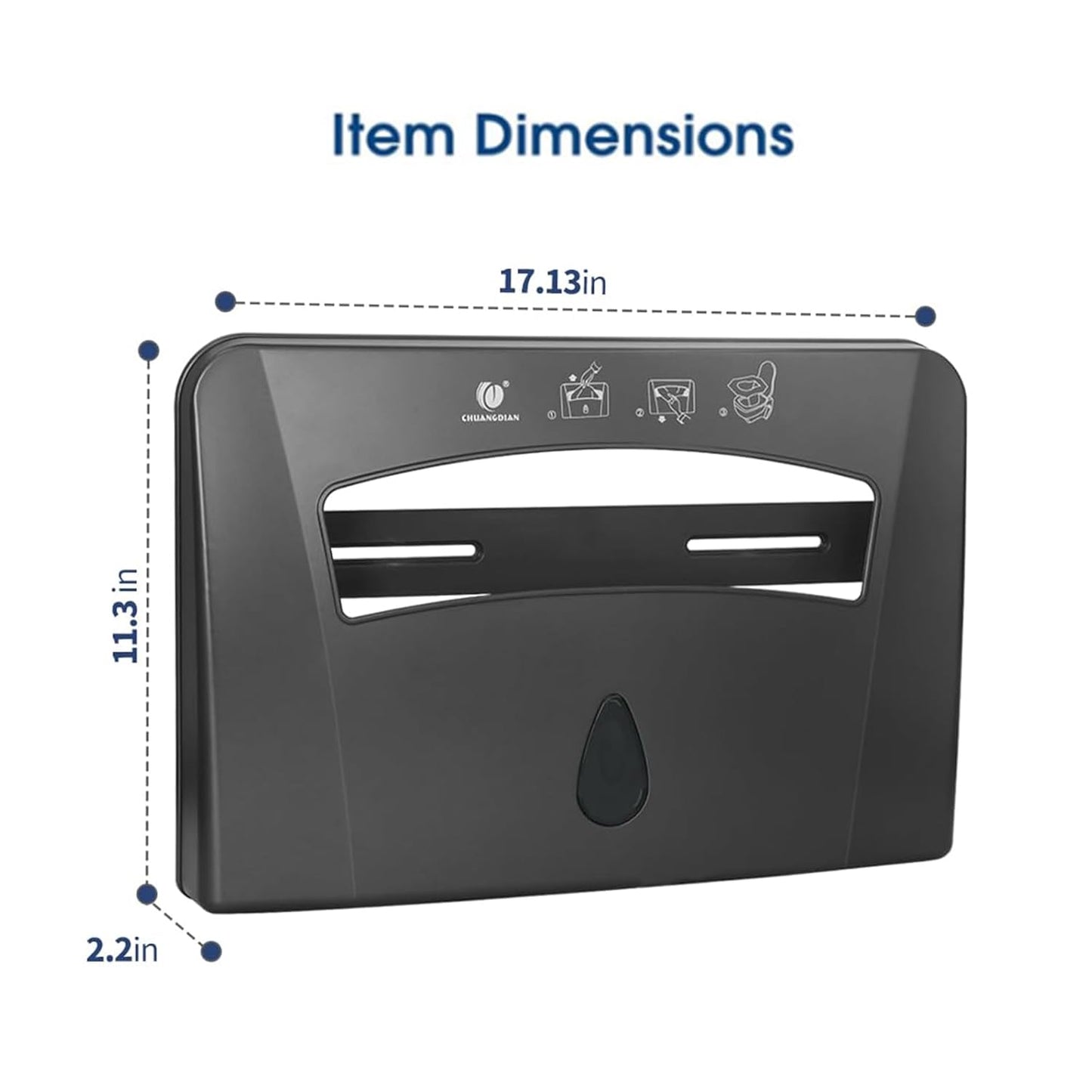 Toilet Seat Cover Dispenser (2-Pcs), Wall Mounted Compatible with Half-fold, CHUANGDIAN, Dark Grey x 2 Pcs