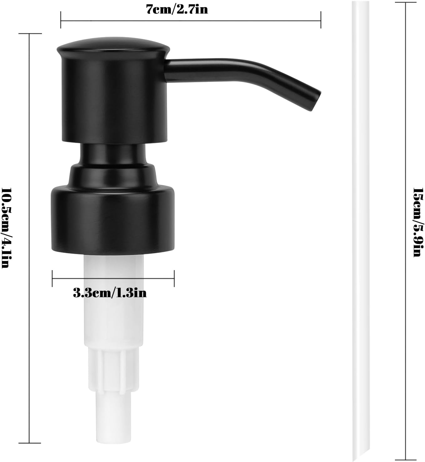 Soap Dispenser Pump Replacement 304 Stainless Steel for Regular Mouth Bottle for Standard 28/400 Thread Size Kitchen Bathroom Lotion Refill Dispenser 2 Pack(Black)