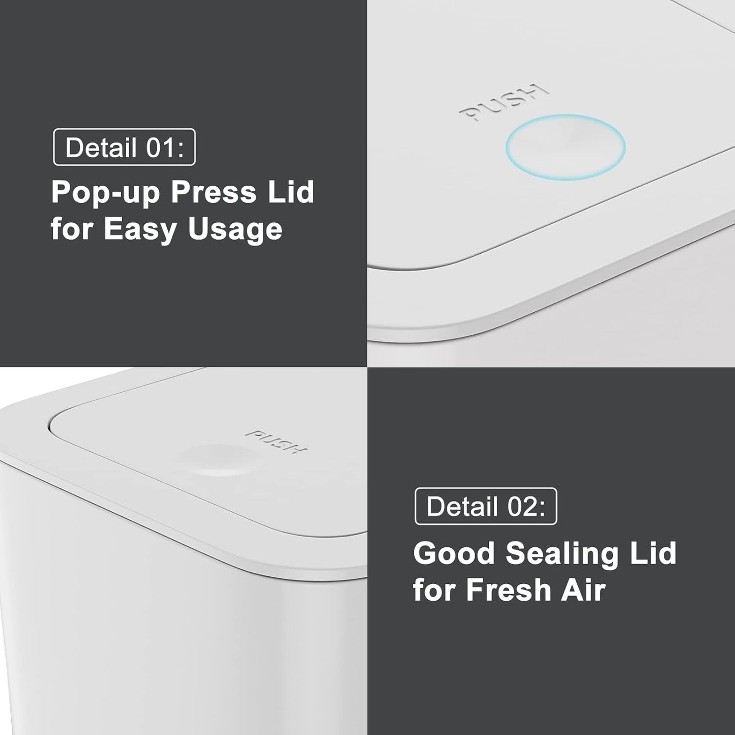 N. NETDOT 3 Pack 2.6 Gallon / 10L Bathroom Trash Can with Lid,Kitchen Garbage Can Small Trash Bin Waste Basket for Bathroom,Kitchen,Bedroom,Living Room,Office - Off White