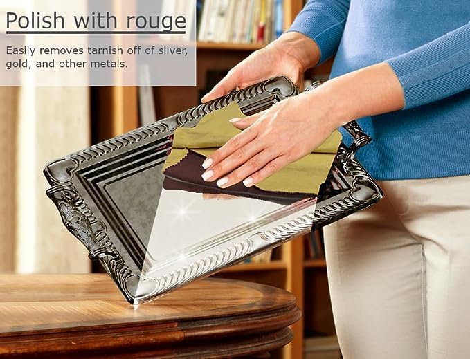 Cadie Silver Polishing Rouge Cloth - 100% Treated Cotton Polishing Cleaning Cloth For Gold Jewelries Platinum and Silverware - Reusable Rouge Cloths Restore Shines | 10 x 12 Inches - 3 Pack