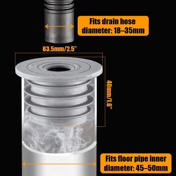 Pack of 2 Washing Machine Hose Sealing Rings, Strainer Drain Pipe Silicone, Anti-Odor Floor Plug, Sewer Deodorant Ring Cover Seal for Washer Kitchen Bath - 2 Sizes (35-40mm) and (45-50mm)