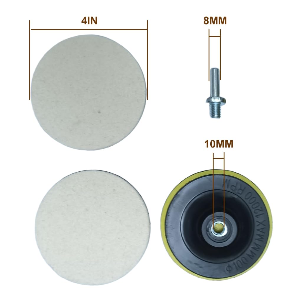 Cerium Oxide Powder,Cerium Oxide Glass Polishing Kit,Felt Polishing Wheel Set for Windscreen and Glass Repair,Glass Polishing Kit Multifunctional Scratch Remover Car Polish Pad