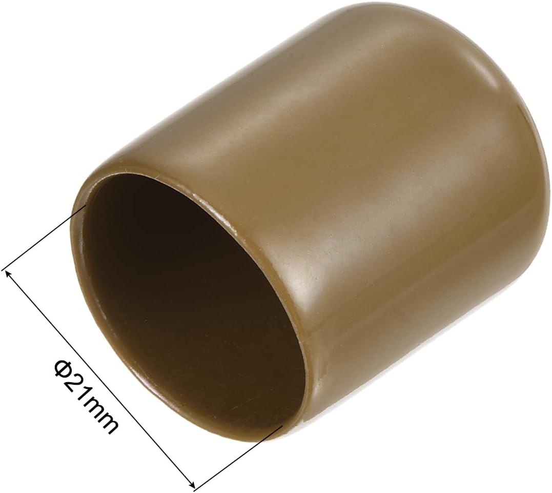 uxcell 20pcs Rubber End Caps 21mm ID Vinyl PVC Round Tube Bolt Cap Cover Screw Thread Protectors Light Brown