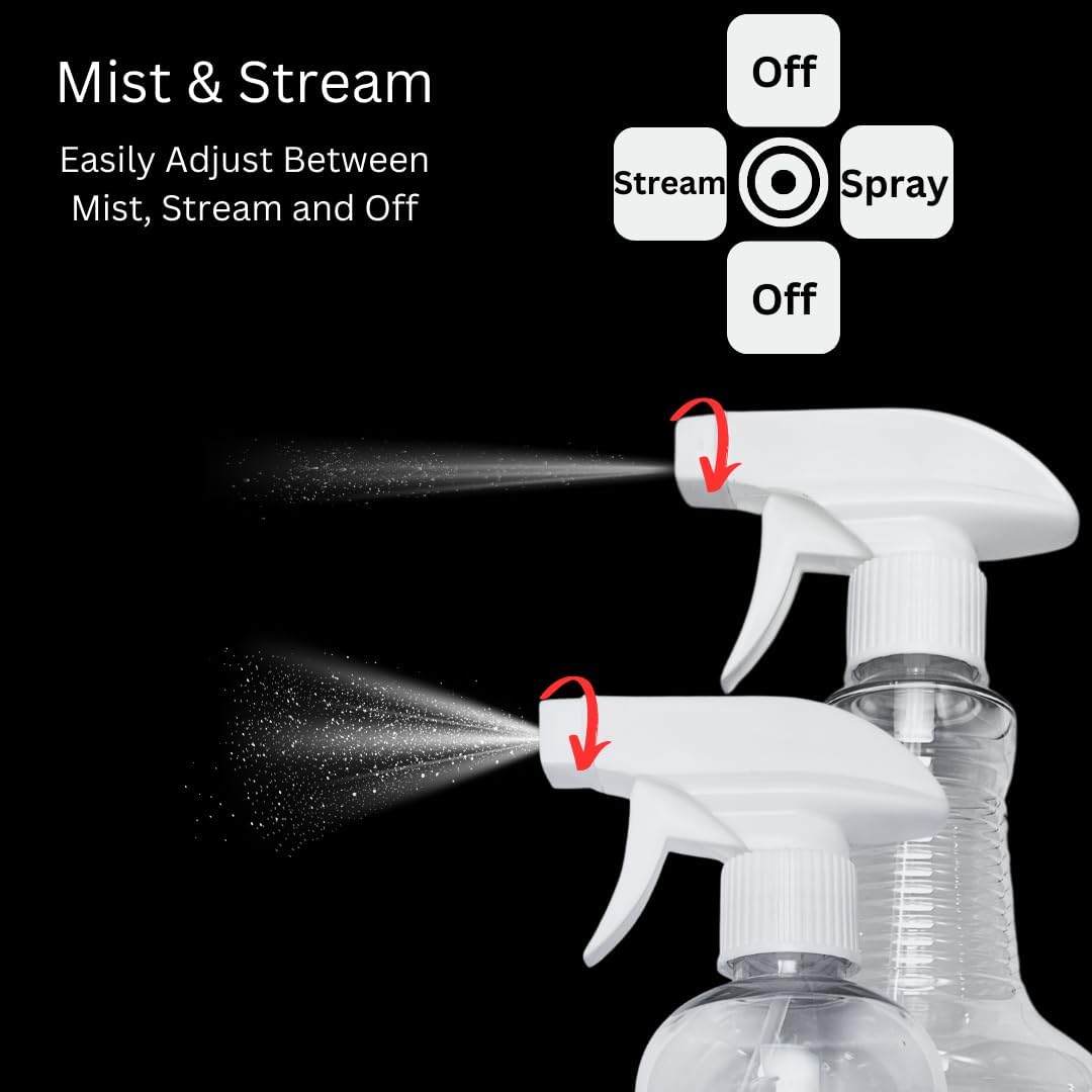 4-Pack White Trigger Sprayers - Heavy Duty Dual Misting and Stream Spray Bottle. Perfect Sprayer Head Replacement for 8oz,16oz, or 32oz Spray Bottles for Home, Kitchen, Garden and Office