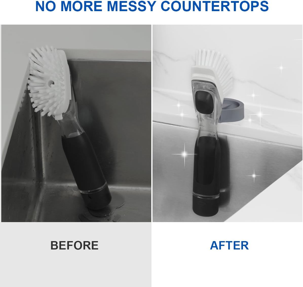 LANMU Dish Wand Holder Compatible with OXO Soap Dispensing Scrub Brush (New Version), Silicone Self-Adhesive Dishwand Caddy with Drain Spout for Quick Drying, Ideal for Kitchen Sink Counter Storage