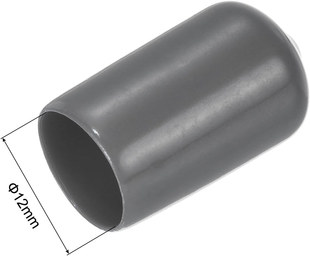 uxcell 20pcs Rubber End Caps 12mm(1/2") ID Vinyl PVC Round Tube Bolt Cap Cover Screw Thread Protectors Dark Grey