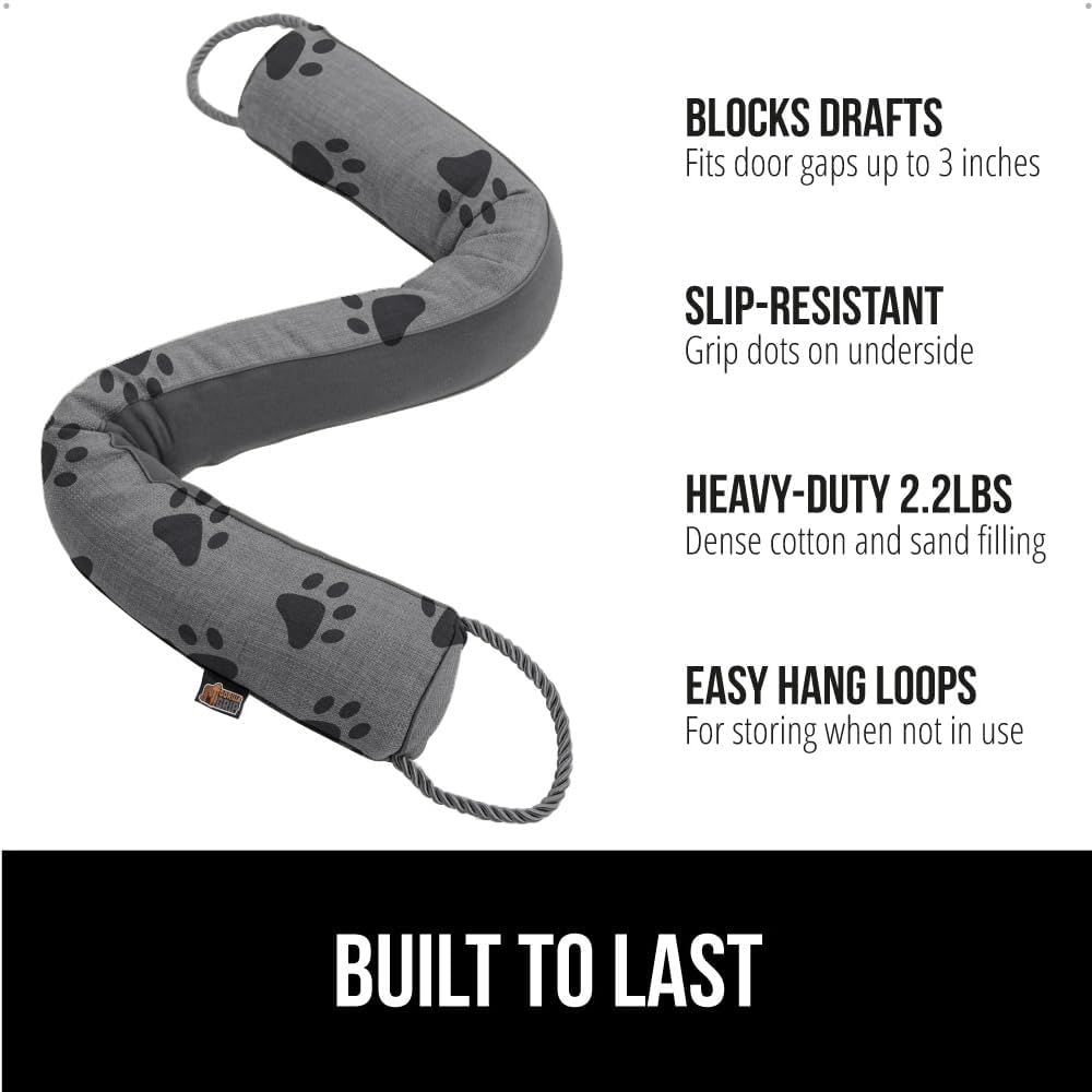 GORILLA GRIP Door Draft Stopper for Bottom of Doors, Weather Stripping Seal Blocks Hot Air, Noise, Bugs, Keeps Cold AC in, Sound Proofing Easy Install Gap Filler, Home Essentials, 36 Inch, Paws