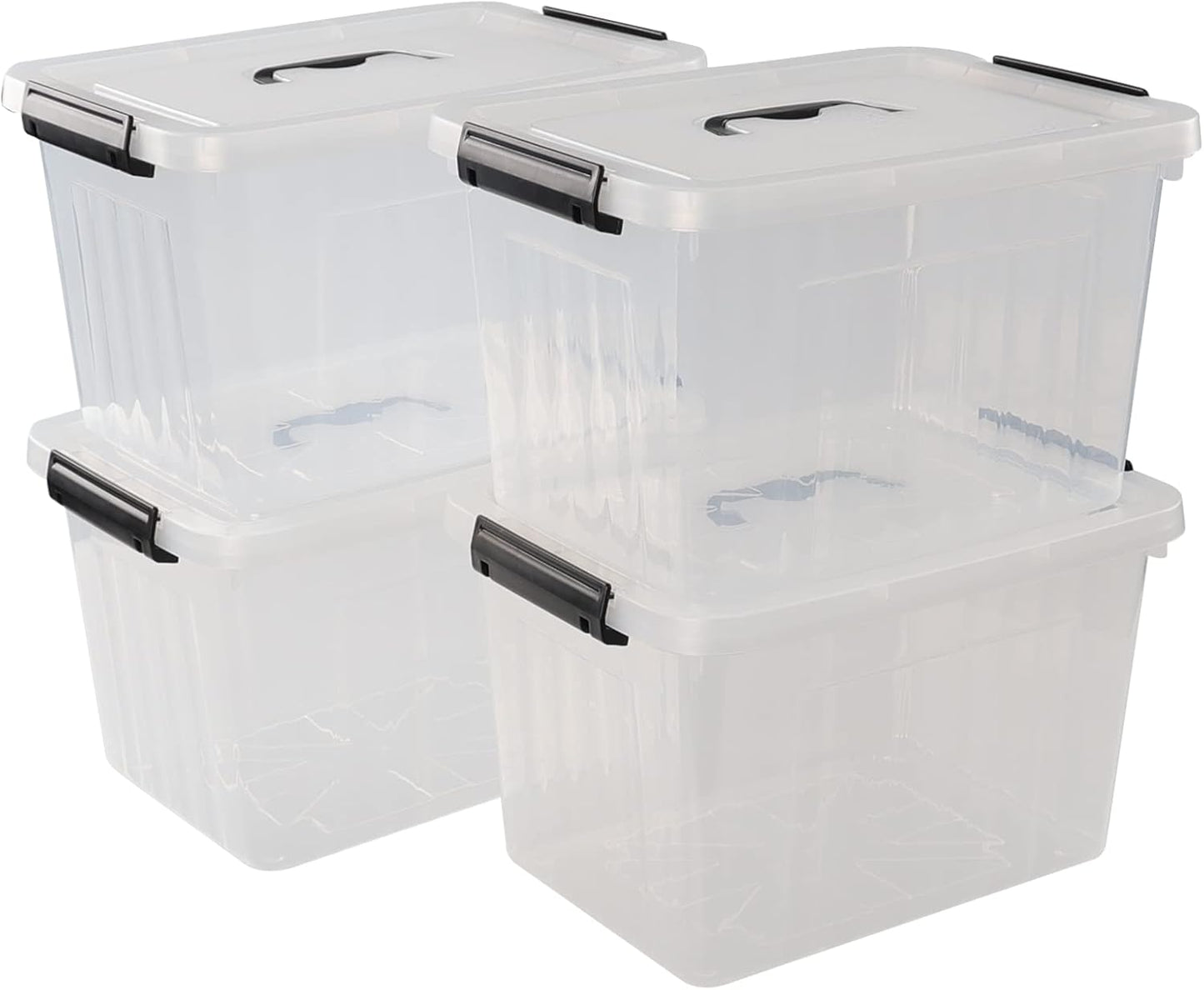 10 L Clear Plastic Latching Box, Plastic Storage Bin with Lids, 4-Pack
