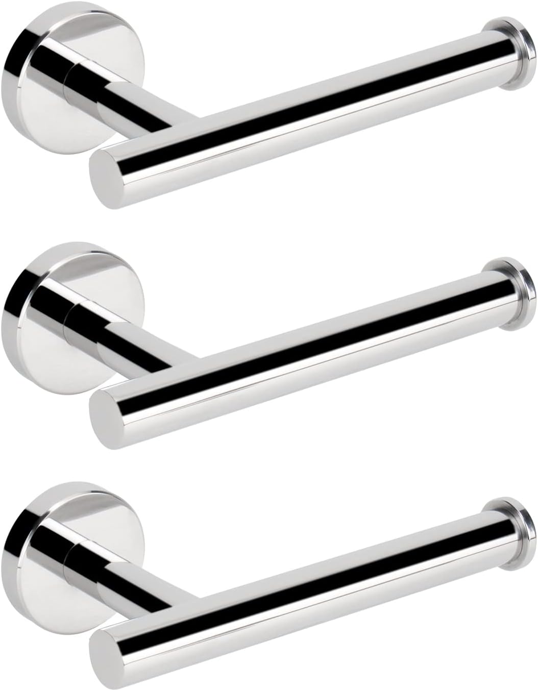 NearMoon Bathroom Toilet Paper Holder, Premium SUS304 Stainless Steel Rustproof Wall Mounted Toilet Roll Holder for Bathroom, Kitchen (3 Pack, Chrome Finish)