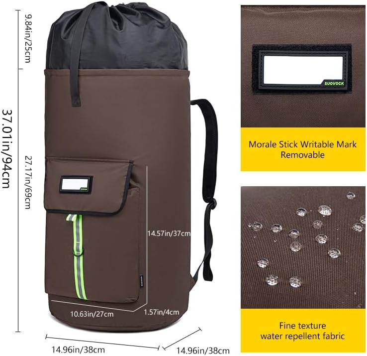 laundry bag backpack,extra-large heavy duty laundry bags,laundry backpack for college students,drawstring closure (Brown)