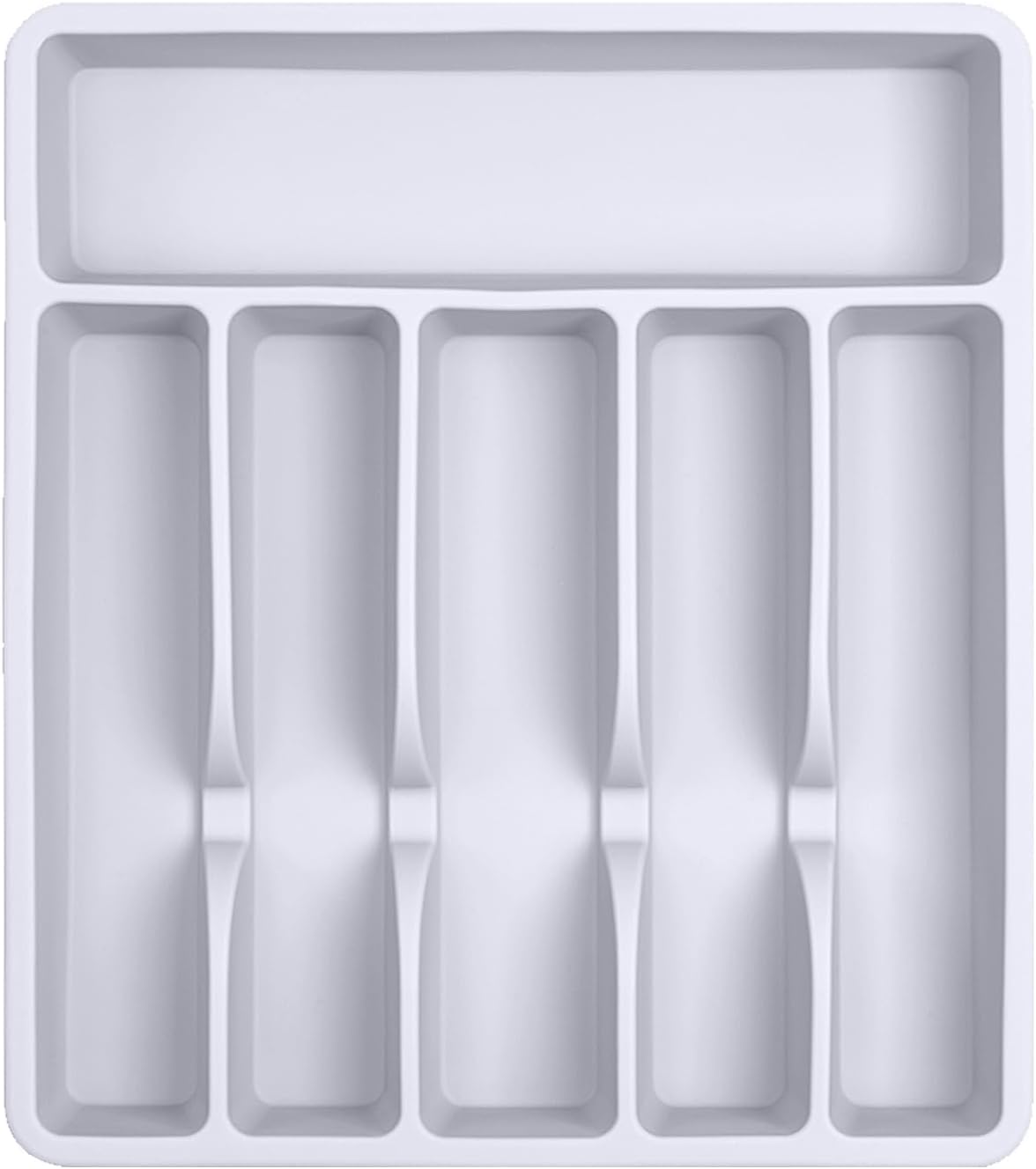 Silicone Silverware Drawer Organizer – Non-Slip Utensil Holder for Kitchen Drawers | Cutlery Tray for Forks, Knives, Spoons & More | Durable, BPA-Free, Easy to Clean – White