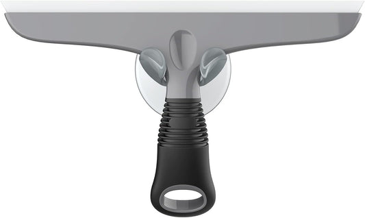 MR.SIGA Multi-Purpose Silicon Squeegee for Window, Glass, Shower Door, Car Windshield, Heavy Duty Window Scrubber, Includes Suction Hook, 10 inch, Gray & Black, 1 Pack