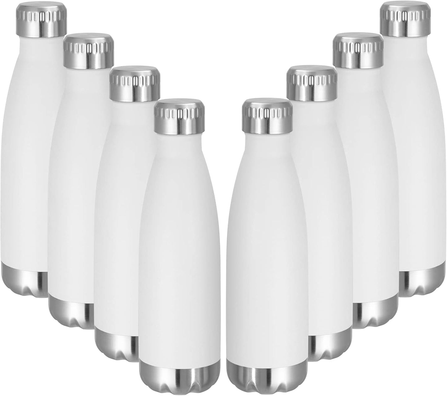 VEGOND 17oz Stainless Steel Water Bottles Bulk, Reusable Metal Sports Water Bottle Keeps Drink Hot and Cold, BPA Free Double Wall Vacuum Cola Shape Insulated Water Bottles for Camping Gym, 8 Pack