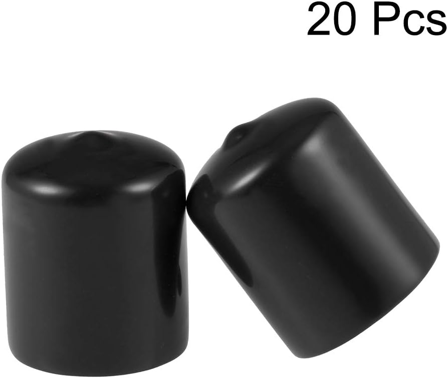 uxcell 20pcs Rubber End Caps 27mm ID Vinyl Round Tube Bolt Cap Cover Thread Protectors Black