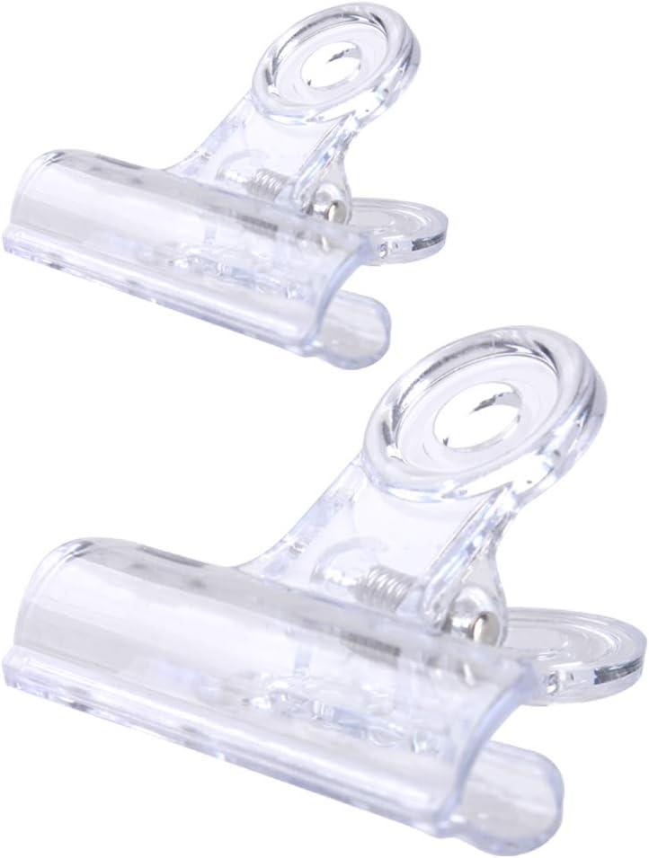 30 Pack Plastic Clear Clips Clamps, 1-1/2 Inch and 2 Inch Sizes