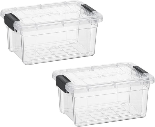 Superio Storage Bins with Lids- 2 Pack, 1.85 Qt Clear Boxes for Organizing, Stackable Plastic Containers- BPA Free, Non-Toxic, Odor Free, Organizer for Home, Office, Dorm