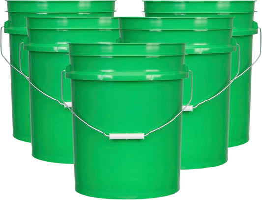 House Naturals 5 Gallon Premium HPDE Plastic Bucket - Made in USA Food Grade Storage Container, BPA Free All Purpose Pail (5, Green)