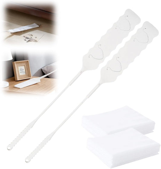 Retractable Gap Dust Cleaner, Bendable Microfiber Duster for Household Flat Duster for Under Appliances, Retractable Gap Dust Cleaning Artifact Extendable Dusters with Nonwoven Fabric (2, White)