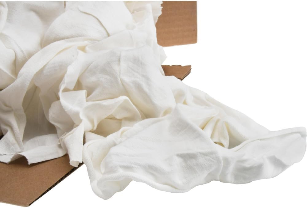 PRO SOURCE Reclaimed White Cotton T-Shirt Cloth Shop Rags, Sold by Weight (25 lb)