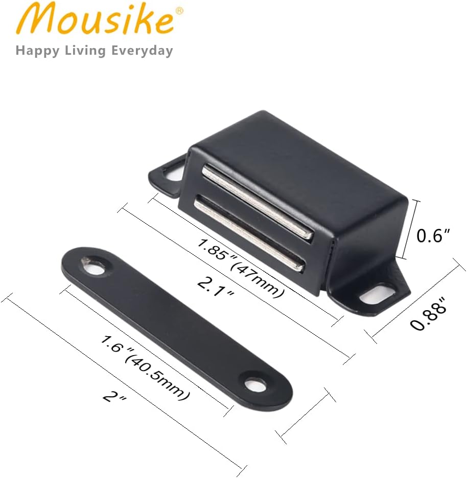 Mousike Cabinet Magnets 30lb Black Door Magnets with Strong Magnetic for Kitchen Cupboard Wardrobe Closet Cabinet Door Drawer Latch 16 Pack