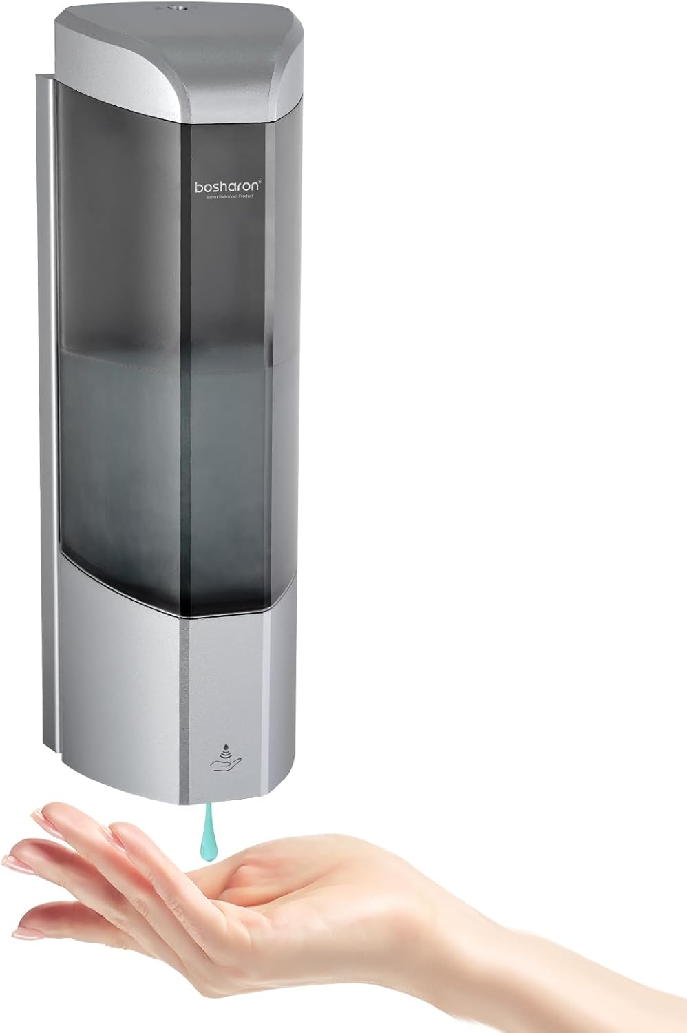 Automatic Soap Dispenser, Wall Mounted Liquid Soap Dispenser 24.6oz/700ml with Infrared Sensor, Touchless Battery Operated Hand Soap Dispenser with 3 Adjustable Soap Levels for Bathroom (Silver)