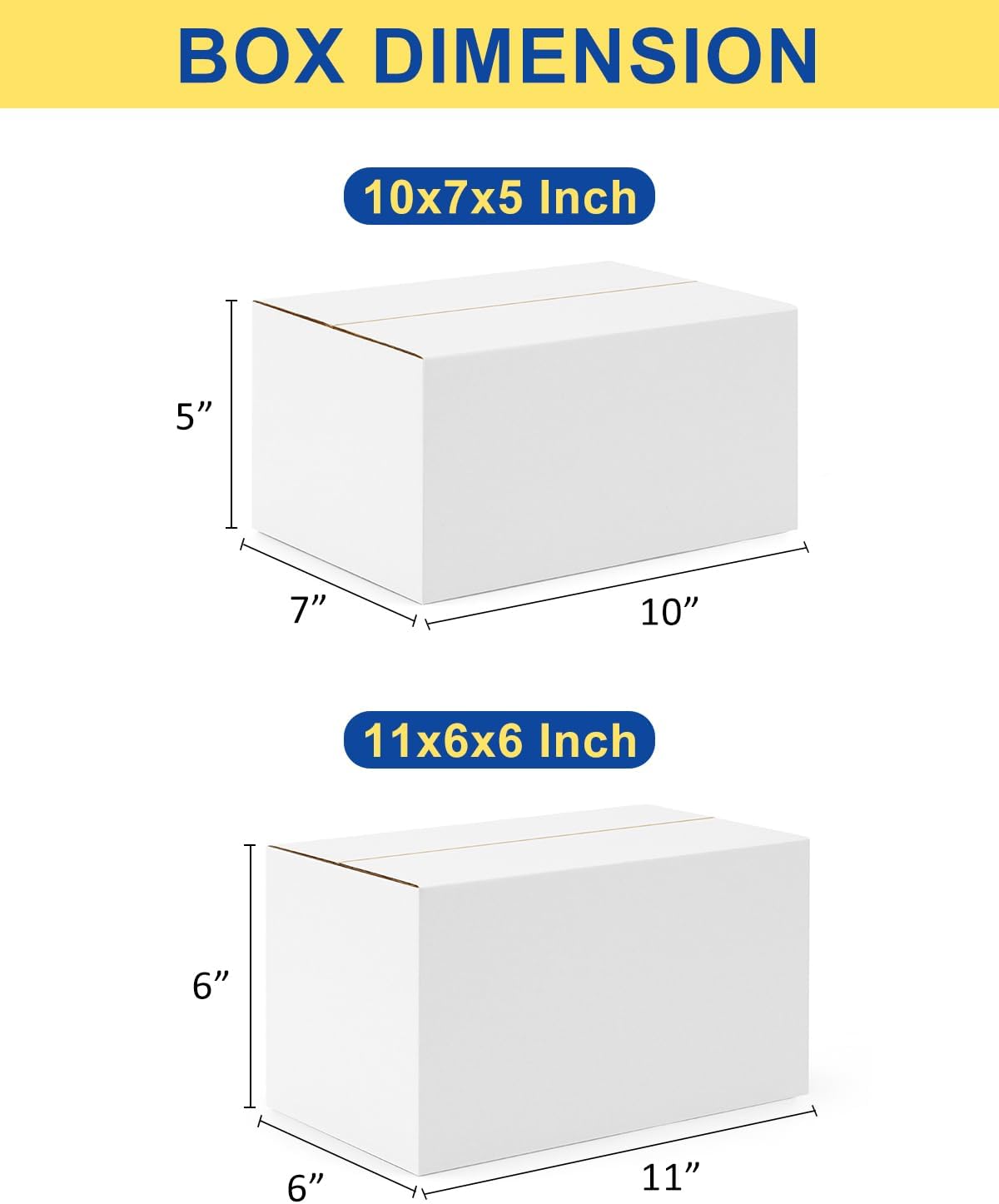 Assorted-Sizes-Shipping-Boxes-40-Pack: 10x7x5 & 11x6x6 Small-Shipping-Boxes-Mailers, White Corrugated-Cardboard-Boxes-for-Packing-Small-Business Mailing