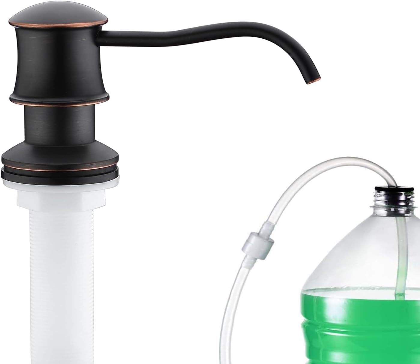 Delle Rosa Soap Dispenser, Liquid Soap Dispensers for Kitchen Sink, Brass Head Kitchen Sink Soap Dispenser Soap,Oil Rubbed Bronze Brass Pump with 47" Extension Tube kit, No Need to Fill