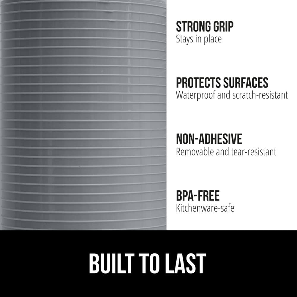 GORILLA GRIP DuraGuard Shelf Liner, Non-Adhesive Cabinet Liners for Kitchen Drawers, Shelves, Refrigerator, Pantry Storage, Bathroom Closet, Durable Waterproof BPA Free Ribbed Plastic, 17.5x10 Gray