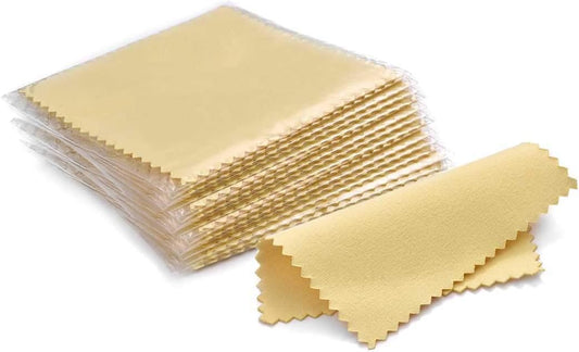 SEVENWELL 50pcs Jewelry Cleaning Cloth Yellow Polishing Cloth for Sterling Silver Gold Platinum Small Silver Polish 8x8cm
