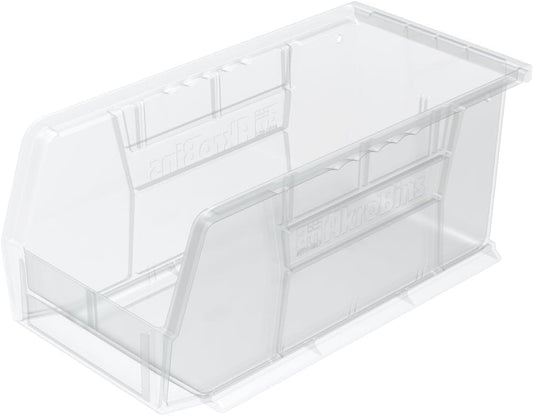Akro-Mils 30230 AkroBins Plastic Storage Bins, Space-Saving Stackable Bins for Garage, Pantry, Craft Organization, 11-" x 5-" x 5-", Clear, 12-Pack