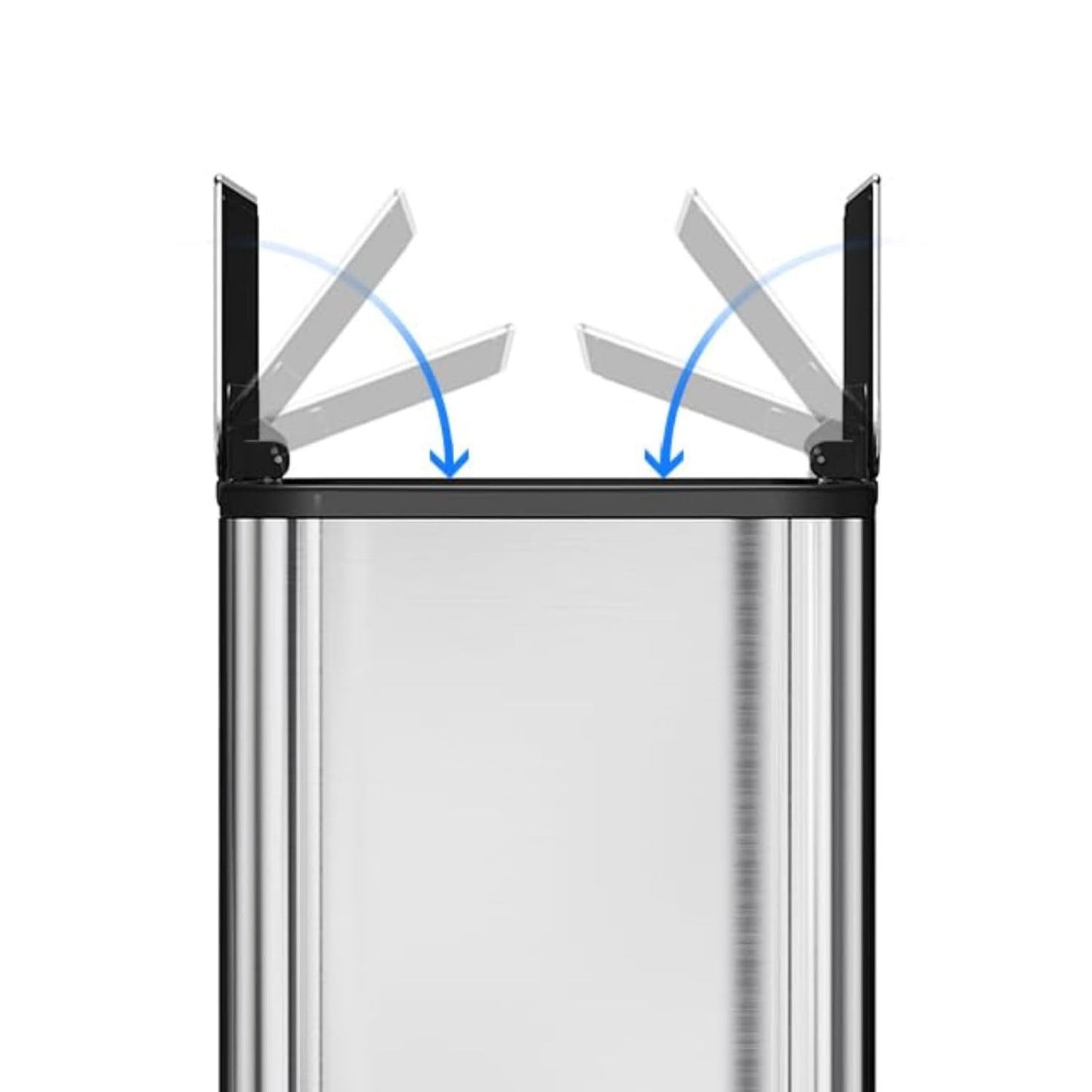 14.8 Gallon / 56L Kitchen Trash Can with Wing Lid, 2 x 7.4Gal Dual Compartments Slim Stainless Steel Garbage Can with 2 Removable Inner Buckets, Fingerprint-Proof Step Rubbish Bin With Soft-Close Lid