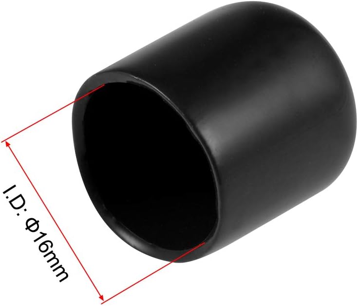 uxcell 20pcs Rubber End Caps 16mm ID Vinyl Round Tube Bolt Cap Cover Thread Protectors Black