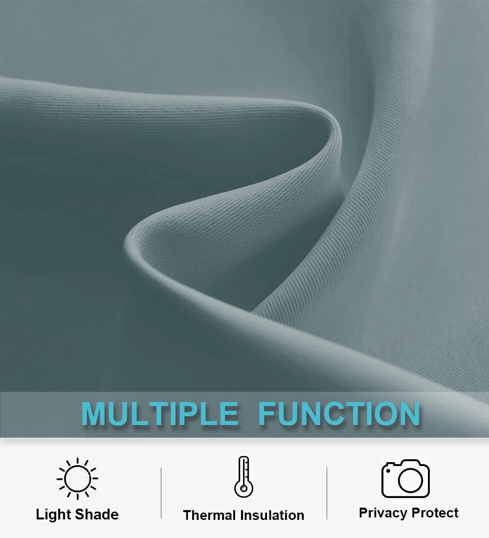 RYB HOME Blackout Curtains for Kitchen, Over Sink Privacy Curtains Window Decor, Thermal Insulating Drapes for Bathroom Cafe Bedroom Small Window, W 42 x L 24 inch, Dusty Blue, 2 Panels