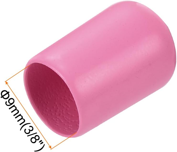 uxcell 20pcs Rubber End Caps 9mm(3/8 inch) ID Vinyl PVC Round Tube Bolt Cap Cover Screw Thread Protectors Pink