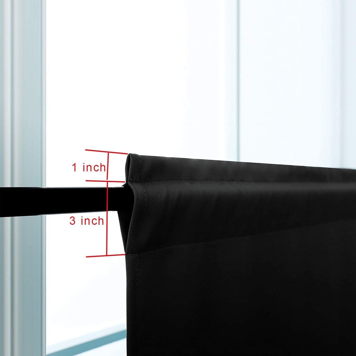 Pickluc Black Cafe Curtain (Half Window Curtain) 36 Inches Length, Rod Pocket Small Kitchen Curtain, Short Blackout Curtain for Small Window, 30" Wide and 36" Long, 2 Panels